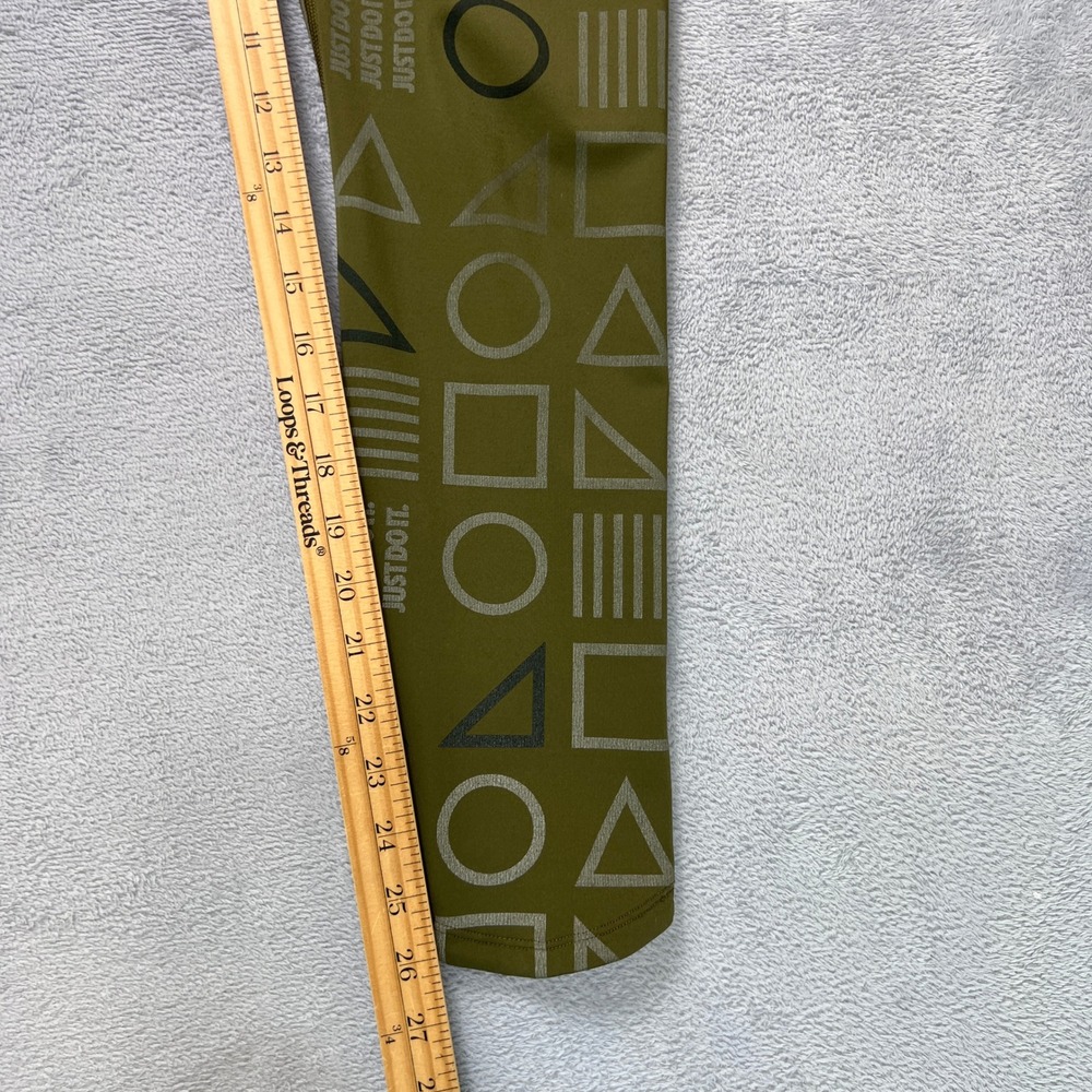 Nike Dri-Fit Olive Geometric Print Leggings Women's Medium High Rise Activewear - Picture 7 of 8